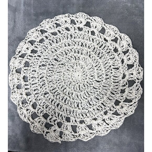 Crochet Table Placemat Round Set of 4 Rustic Country Cottage Core Fall Autumn - Picture 1 of 6